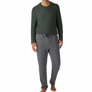 Mens Two Piece Fleece Sleepwear Set Pajamas PJ Top